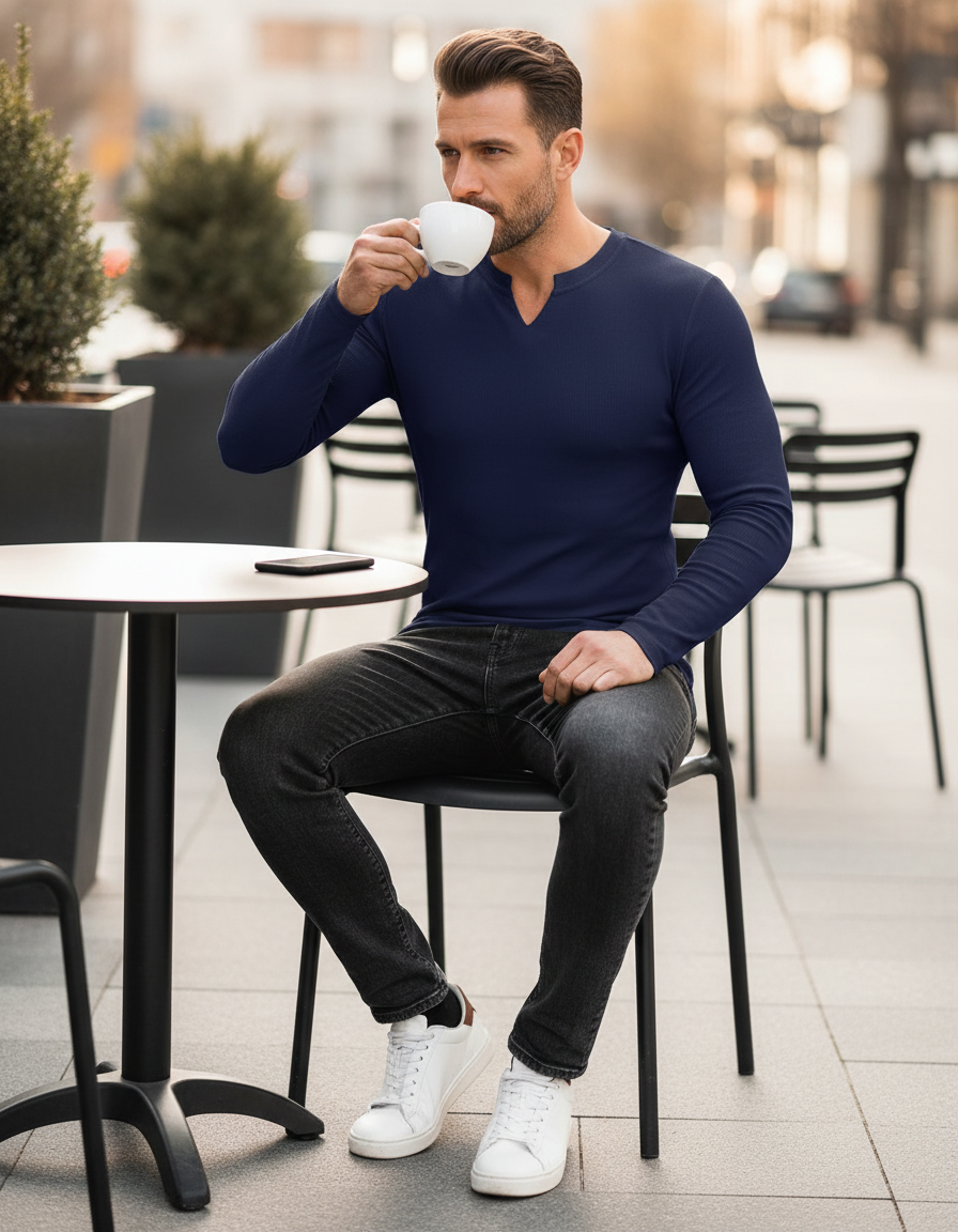T-shirt Style décontracté– Col en V
