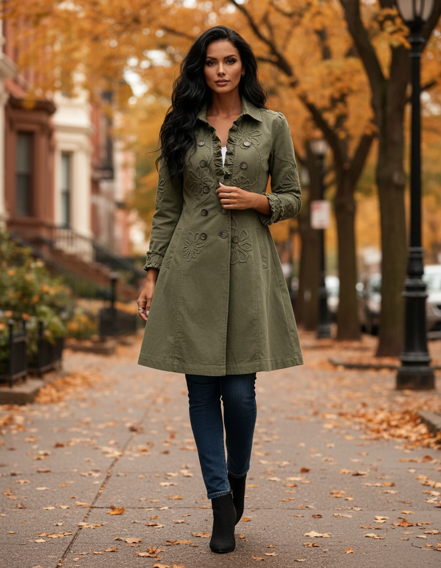 Surveste Mi-Longue Vintage A-Line All-Season pour Femme